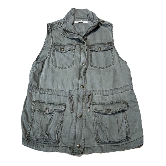 Max Jeans Jackets & Blazers - Green Utility Vest Women MED Max Jeans Drawstring Safari Military Tencel Y2K